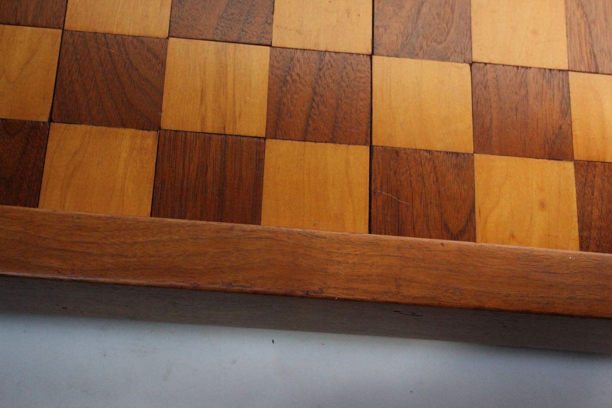 Vintage Walnut and Beech Chessboard For Sale 7