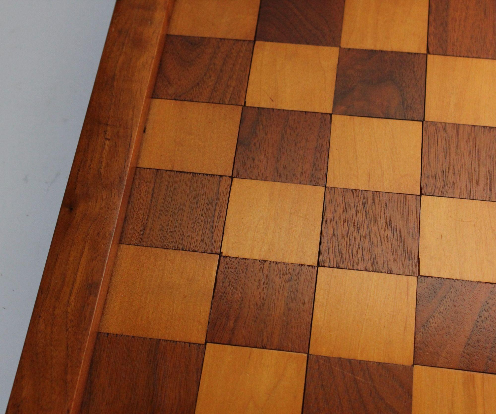 Vintage Walnut and Beech Chessboard For Sale 8