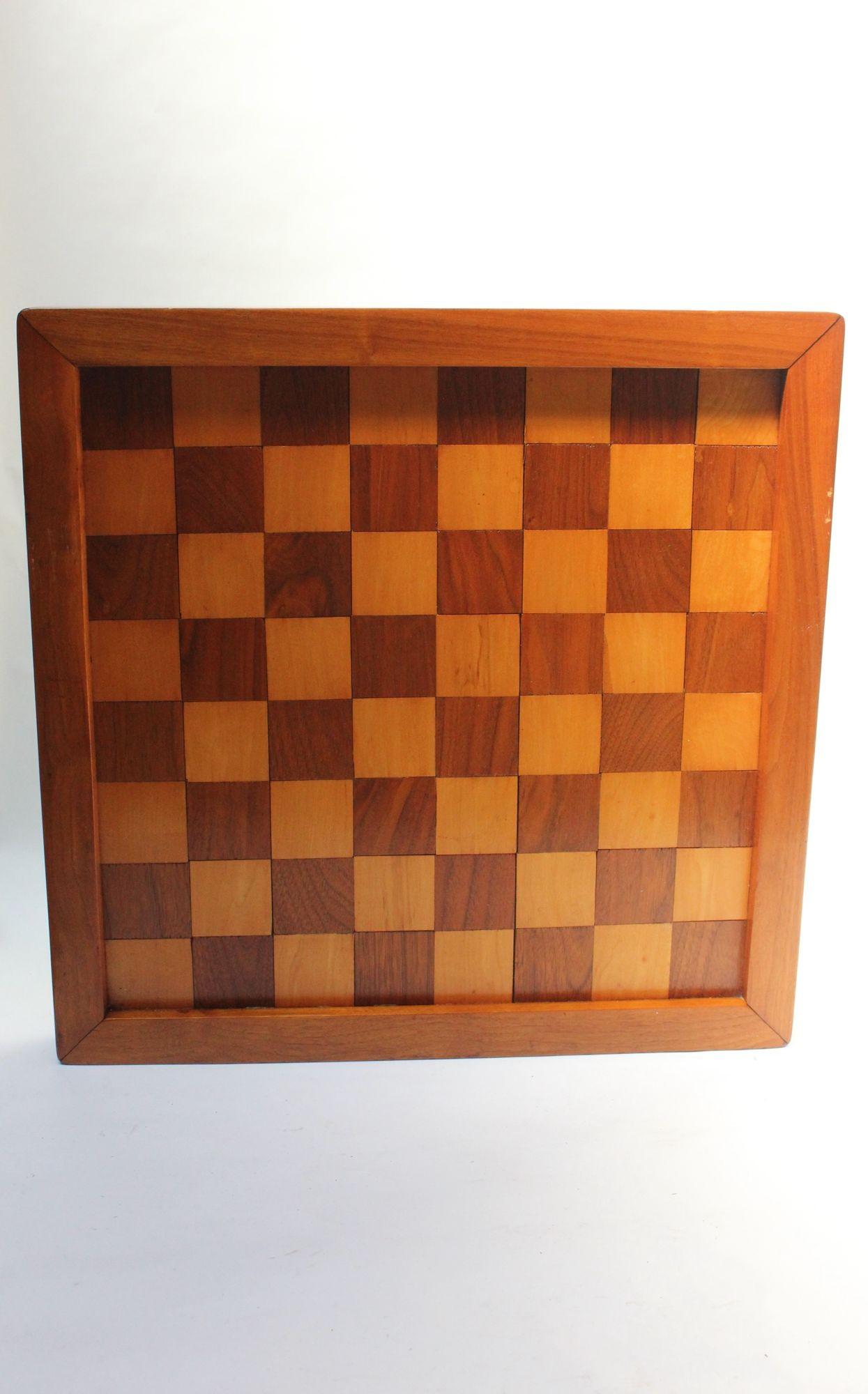 Vintage Walnut and Beech Chessboard For Sale 9