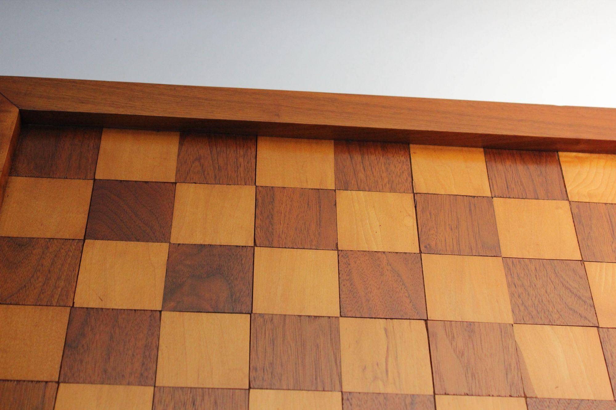 American Vintage Walnut and Beech Chessboard For Sale
