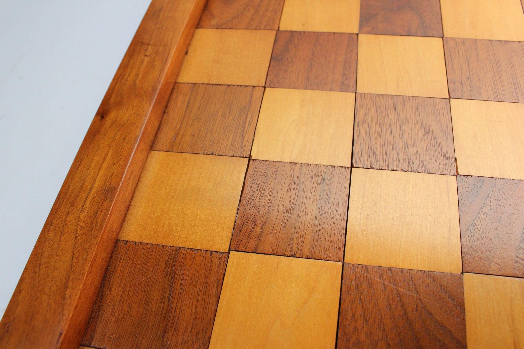 Vintage Walnut and Beech Chessboard For Sale 2