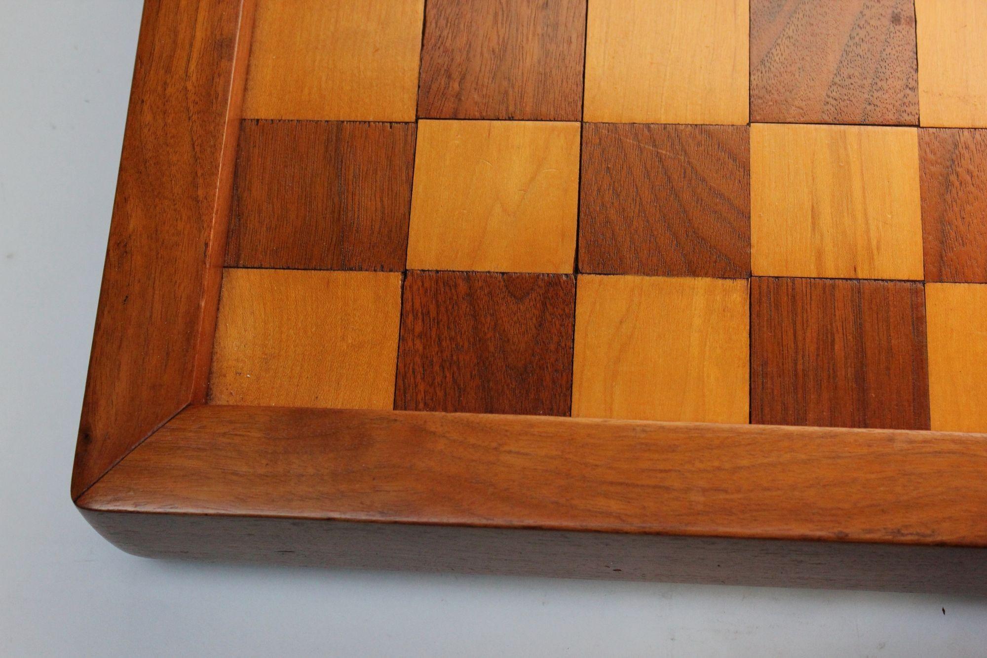 Vintage Walnut and Beech Chessboard For Sale 3