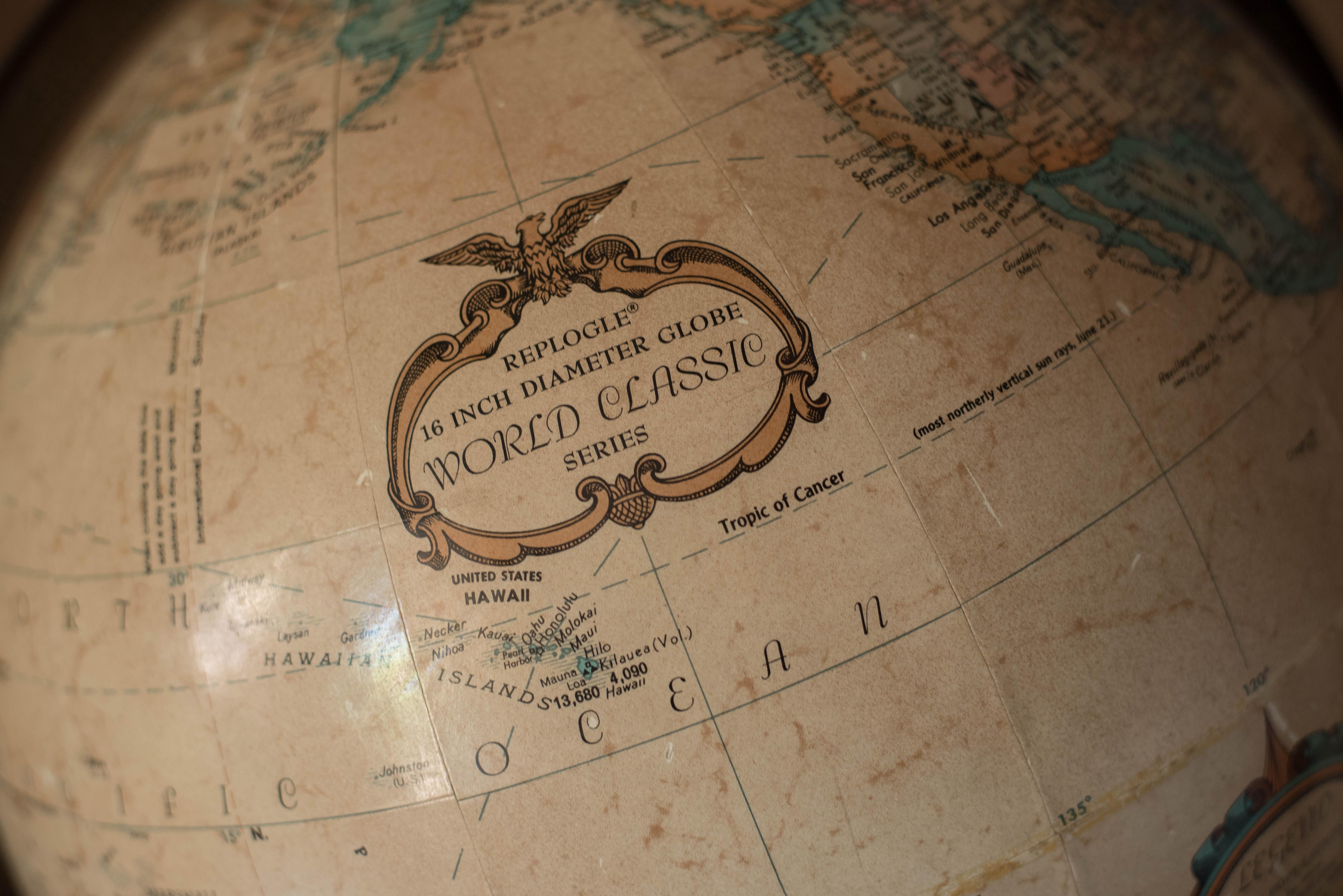 Vintage Walnut and Brass Repogle Globe Stand 5
