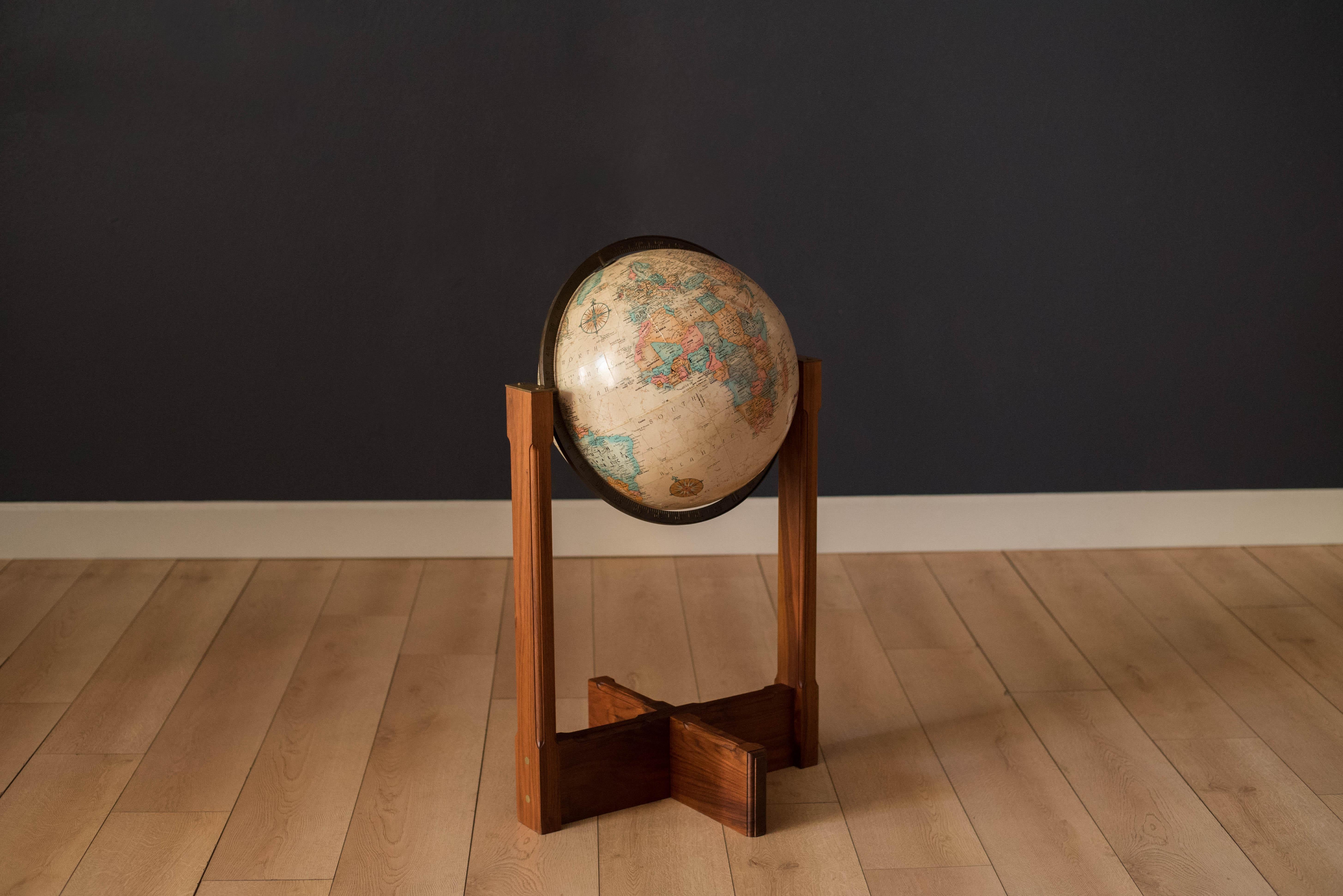 Vintage Walnut and Brass Repogle Globe Stand 11