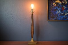 Vintage Walnut and Brass Table Lamp