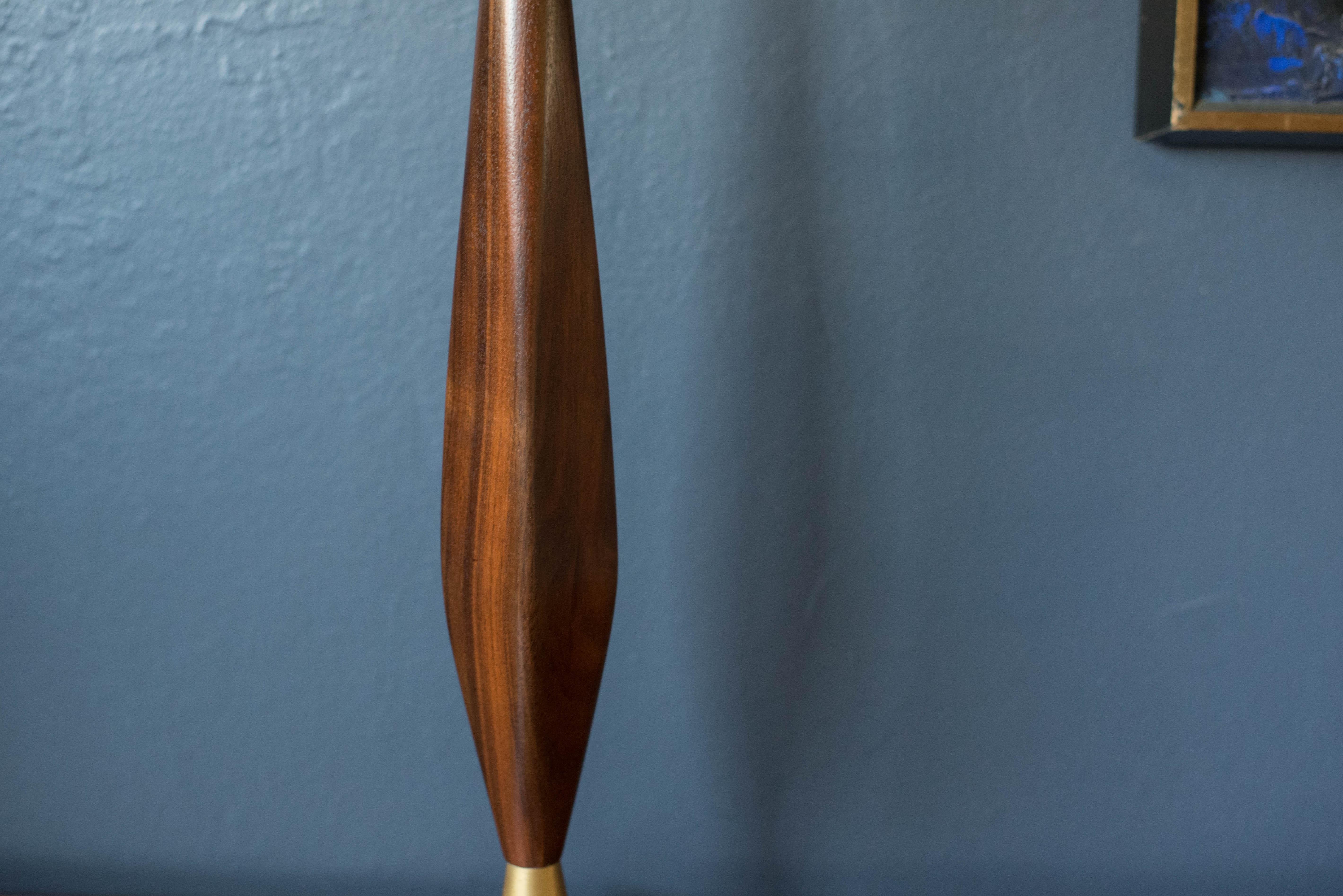 American Vintage Walnut and Brass Table Lamp