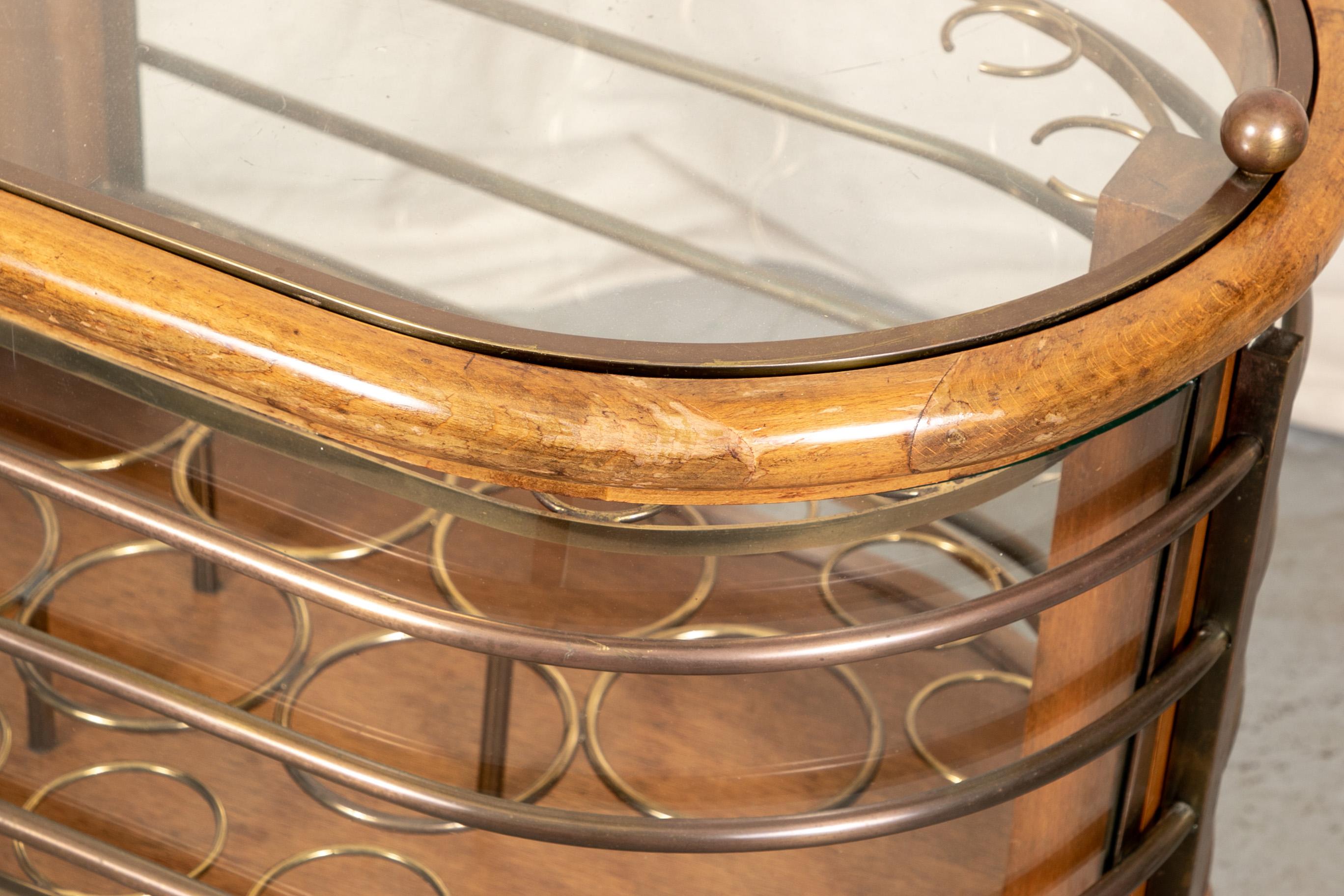 Vintage Walnut and Bronze Bar Cart 3