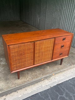 Vintage Walnut and Cane Credenza by Jack Cartwright for Founders, 1960s