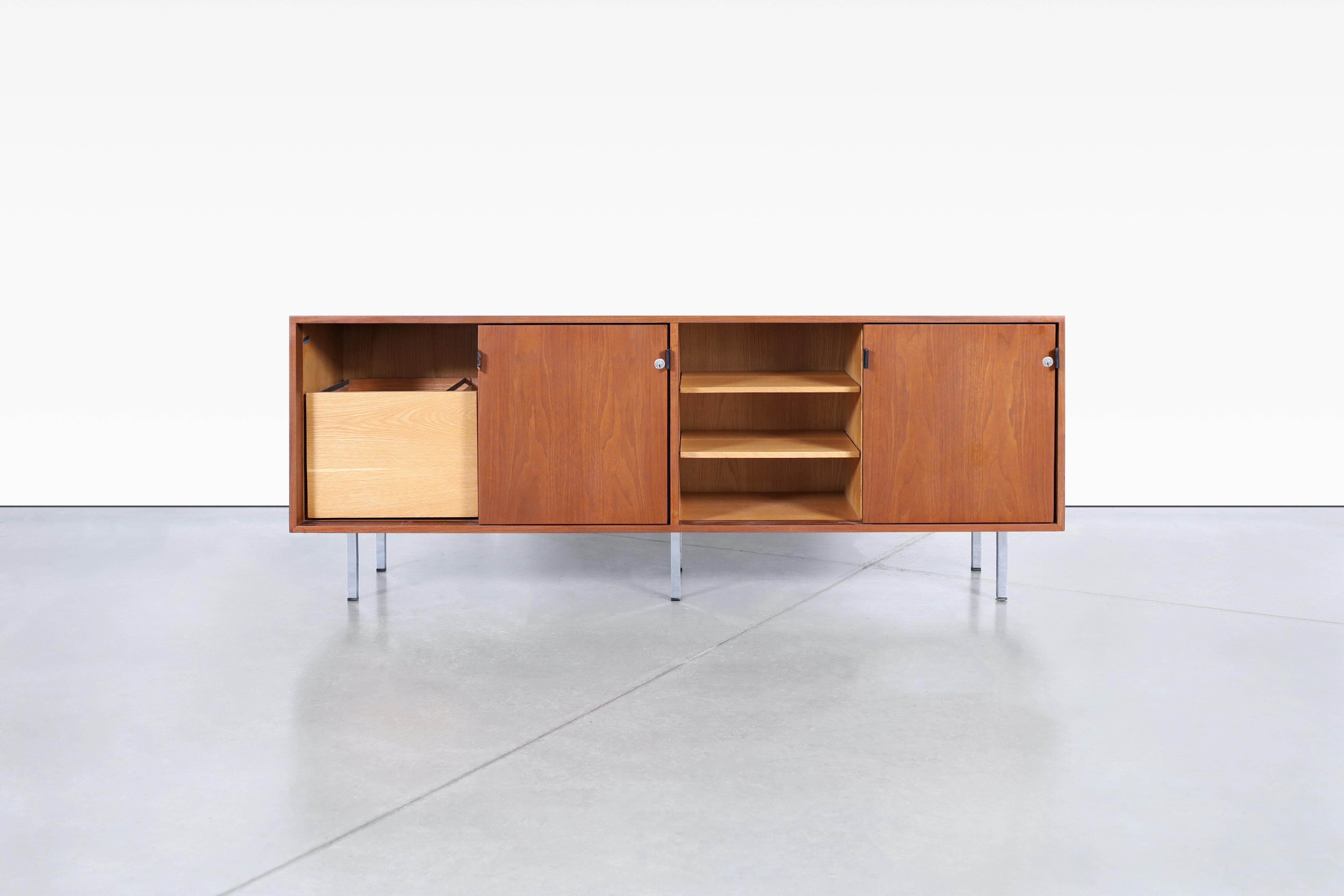 Vintage Walnut and Chrome Credenza by Florence Knoll For Sale 3