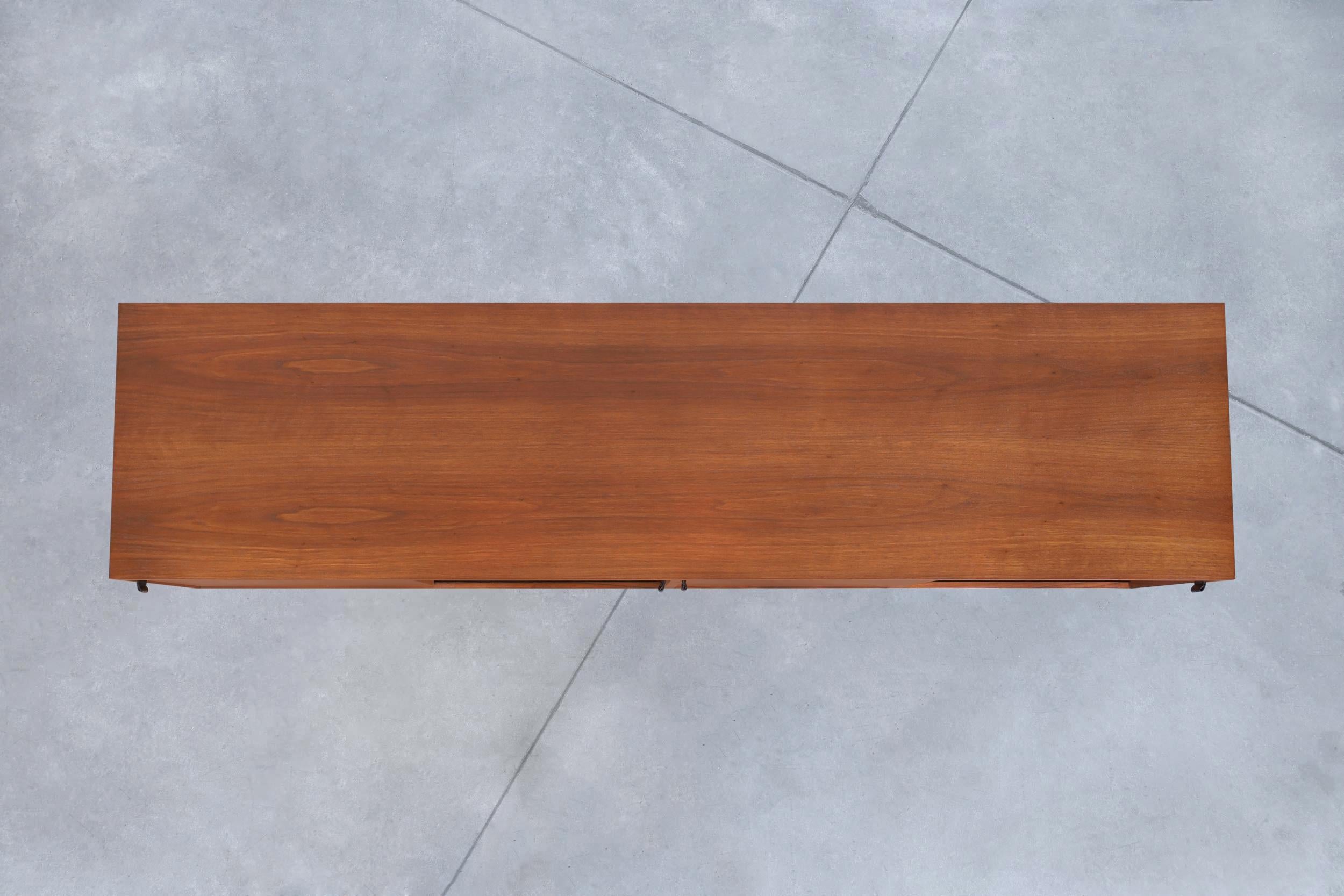 Vintage Walnut and Chrome Credenza by Florence Knoll For Sale 6
