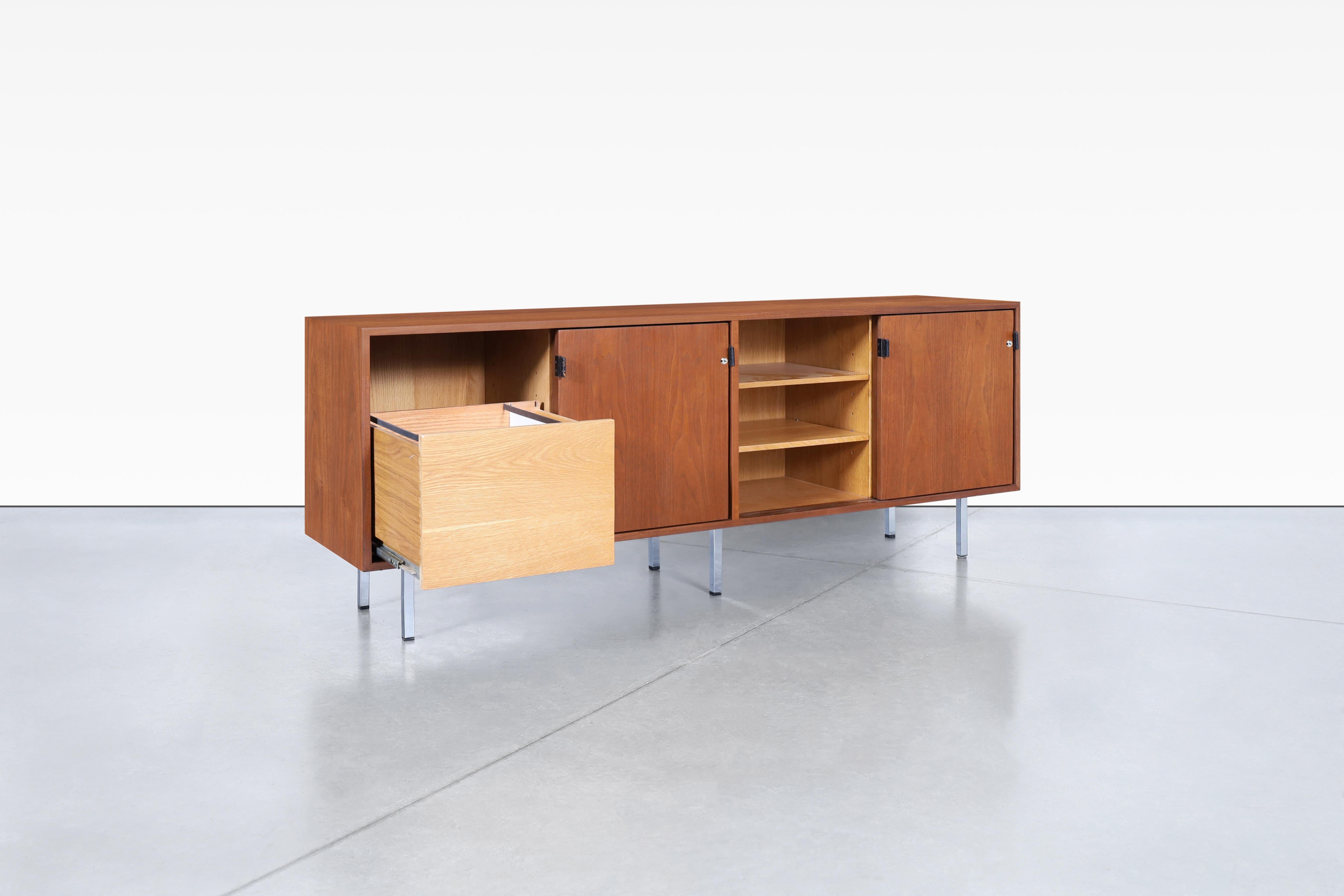 American Vintage Walnut and Chrome Credenza by Florence Knoll For Sale