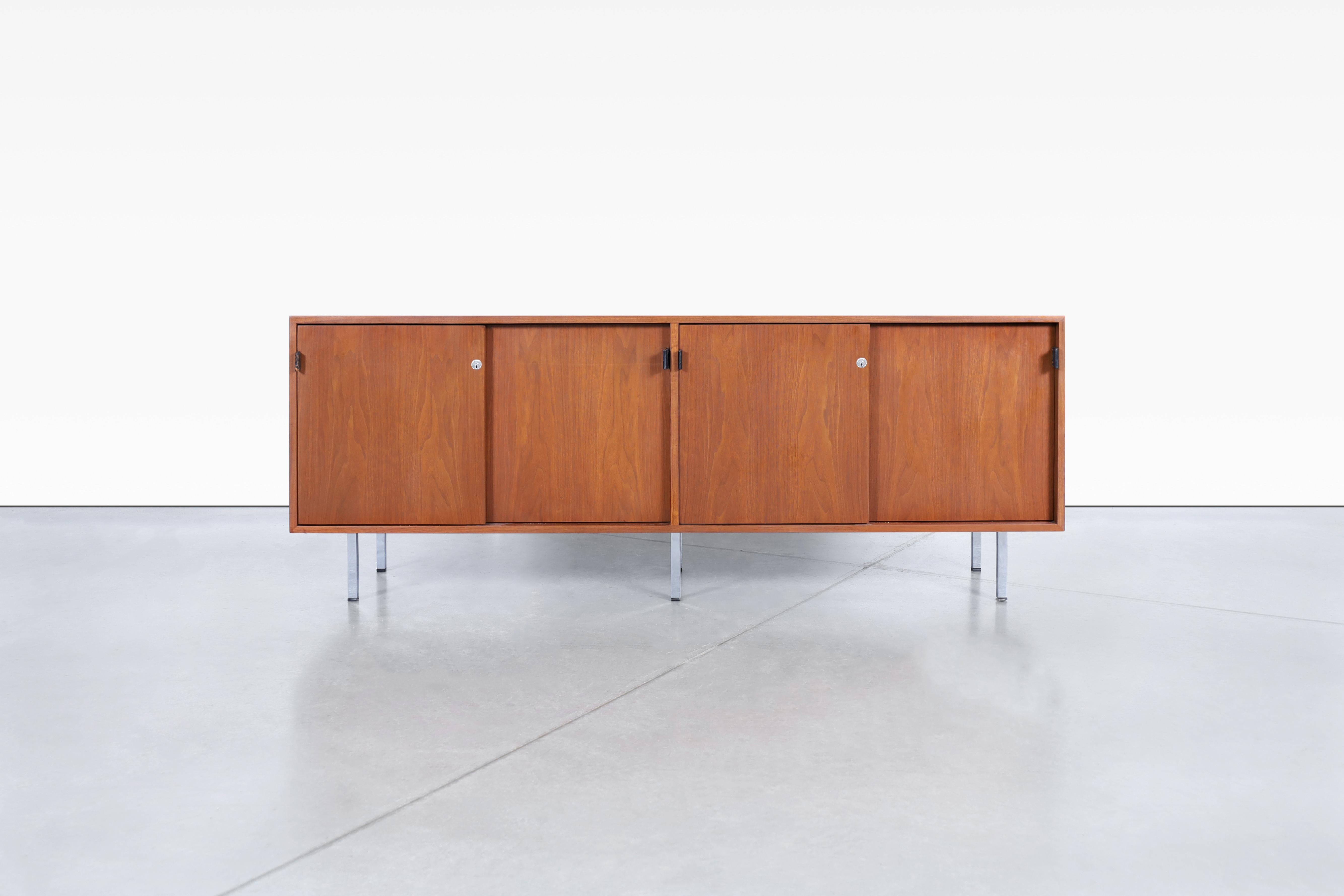 Vintage Walnut and Chrome Credenza by Florence Knoll For Sale 2
