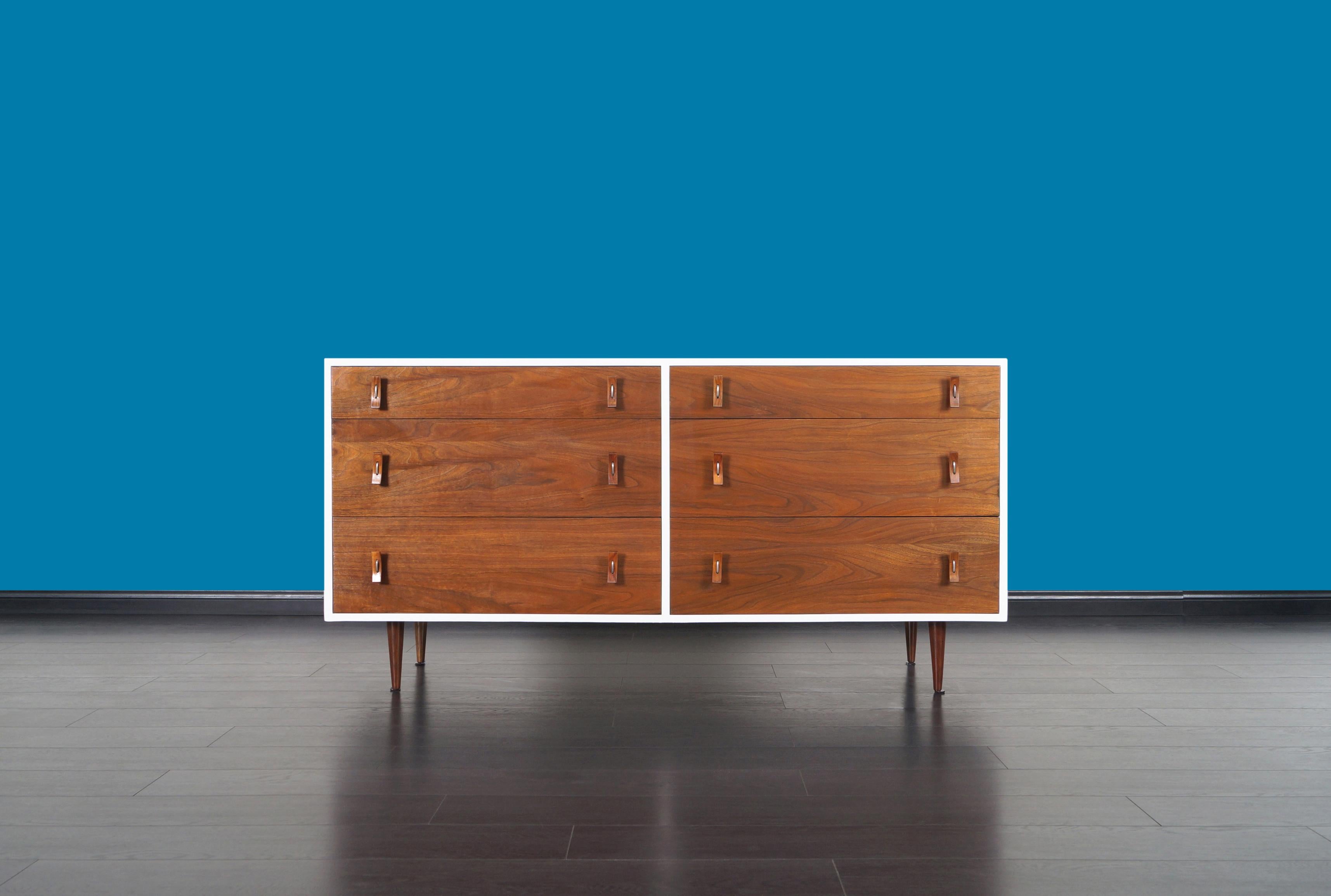 Mid-Century Modern Vintage Walnut and Lacquered Dresser by Stanley Young