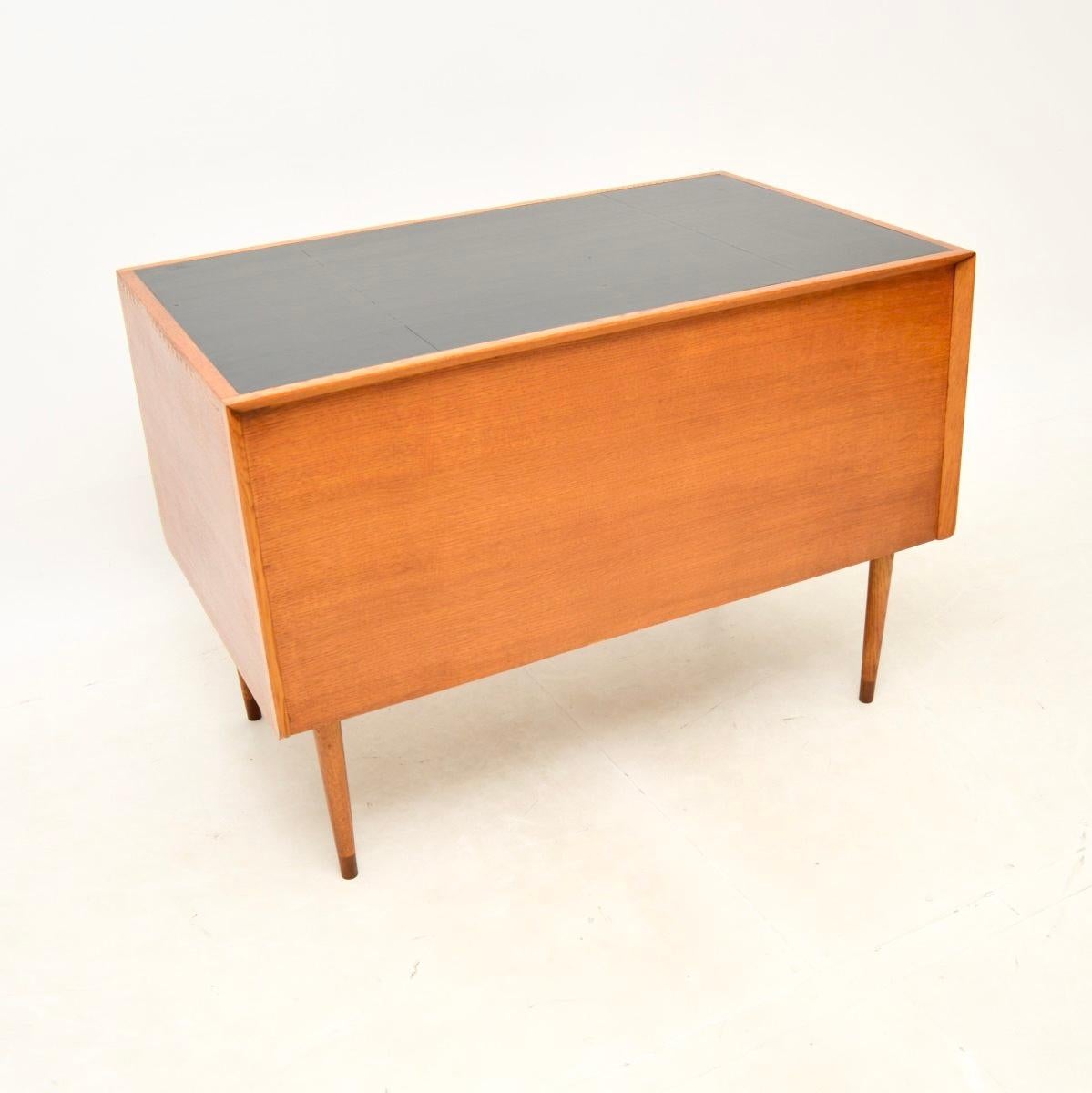 Mid-20th Century Vintage Walnut and Oak Leather Top Desk For Sale