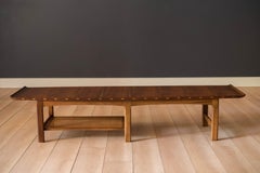 Vintage Walnut and Oak Surfboard Coffee Table Bench by Lane Furniture Co.