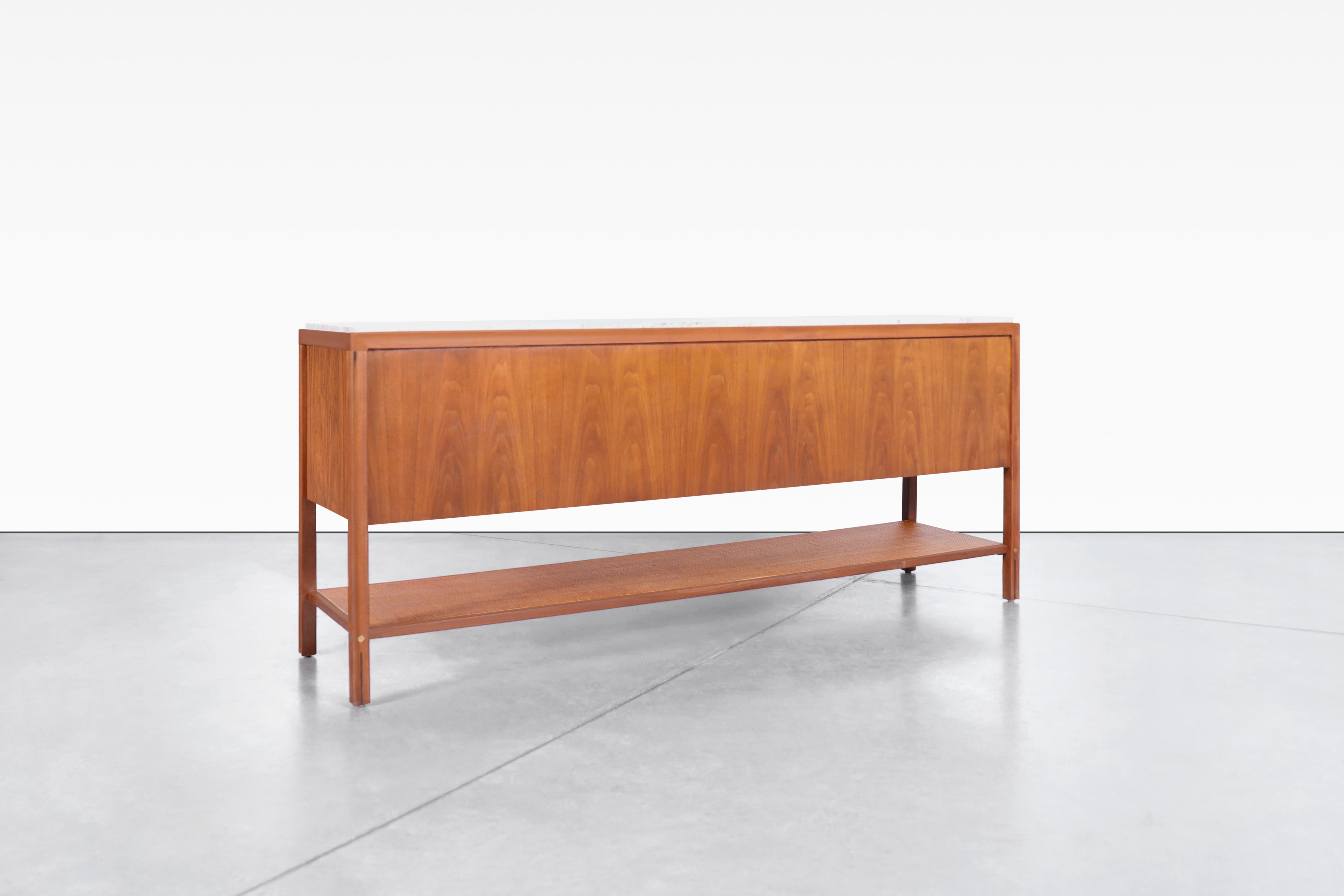 Mid-20th Century Vintage Walnut and Travertine Sideboard by Gerry Zanck for Gregori Furniture For Sale