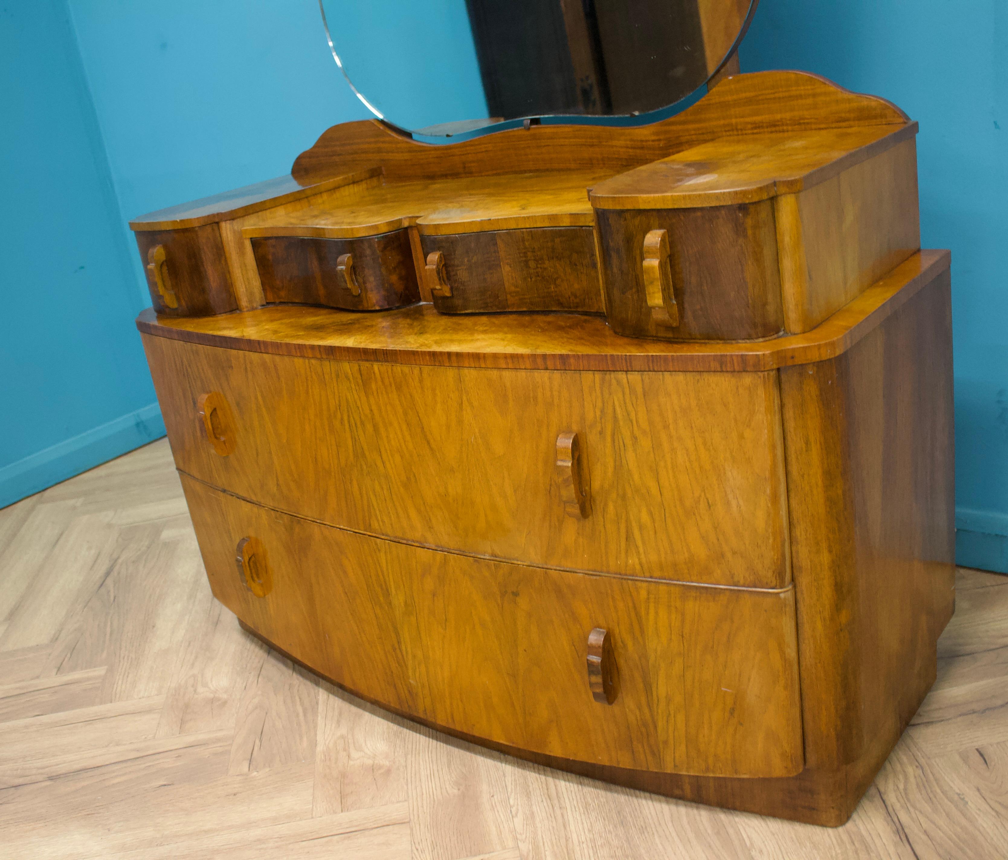 Placage Coiffeuse vintage en noyer et noyer, années 1930 en vente