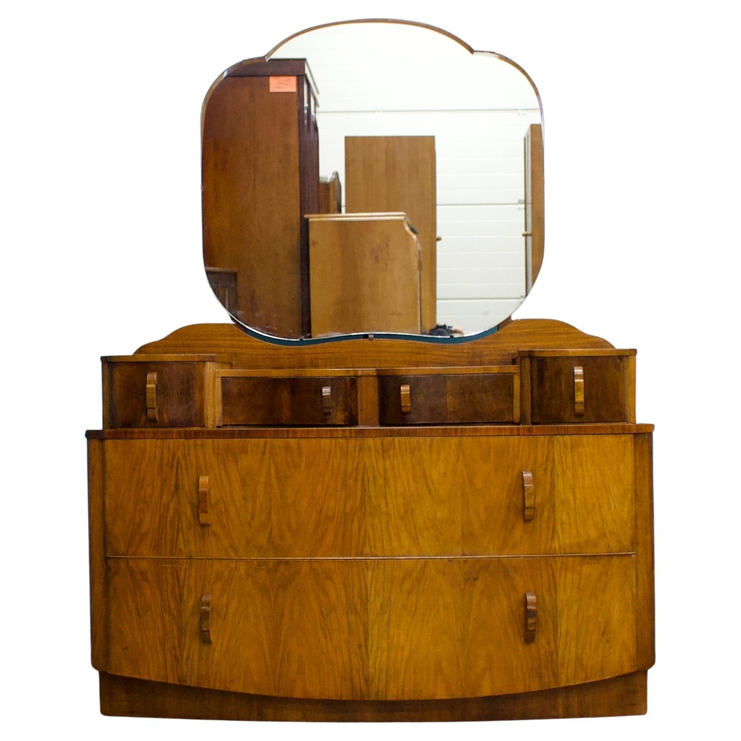 Tocador vintage de nogal y nogal, años 30