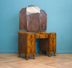 Vintage Walnut and Walnut Veneer Dressing Table, 1930s