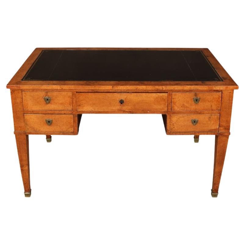 Vintage Walnut Biedermeier Writing Desk With Leather Top