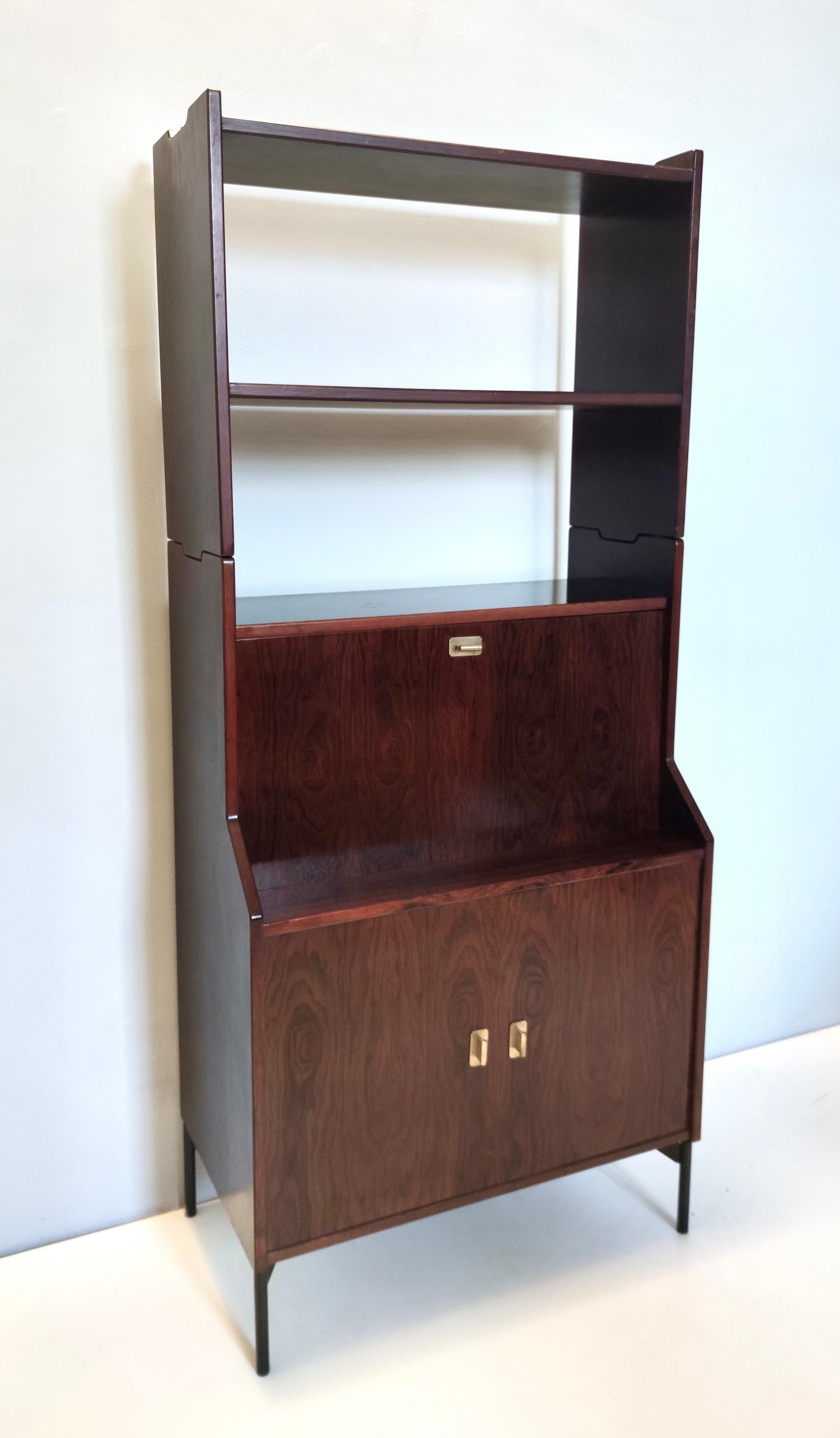 Vintage Walnut Bookshelf and Secretaire by Claudio Salocchi for Sormani, Italy For Sale 1