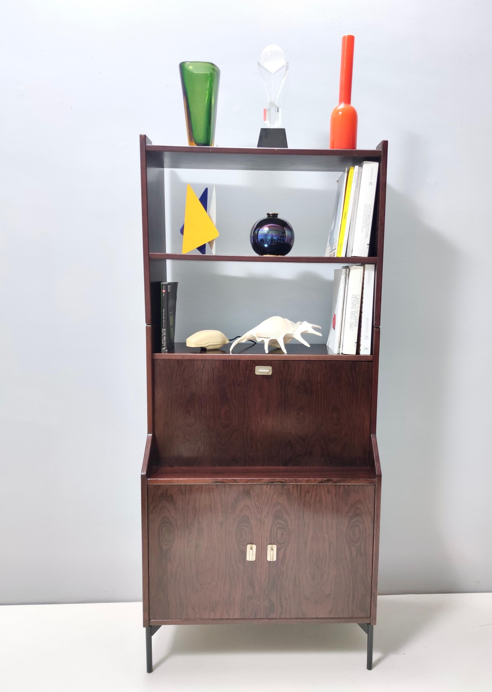 Mid-Century Modern Vintage Walnut Bookshelf and Secretaire by Claudio Salocchi for Sormani, Italy For Sale