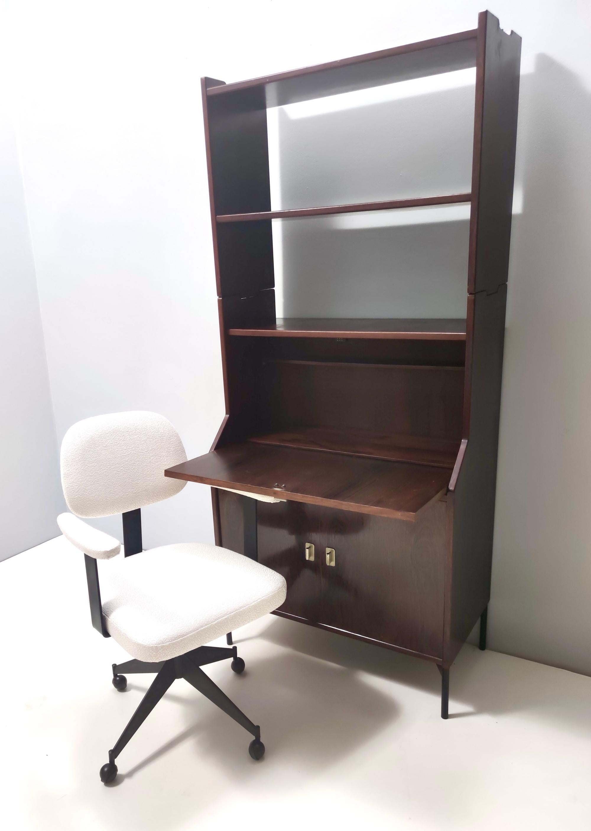 Mid-20th Century Vintage Walnut Bookshelf and Secretaire by Claudio Salocchi for Sormani, Italy For Sale