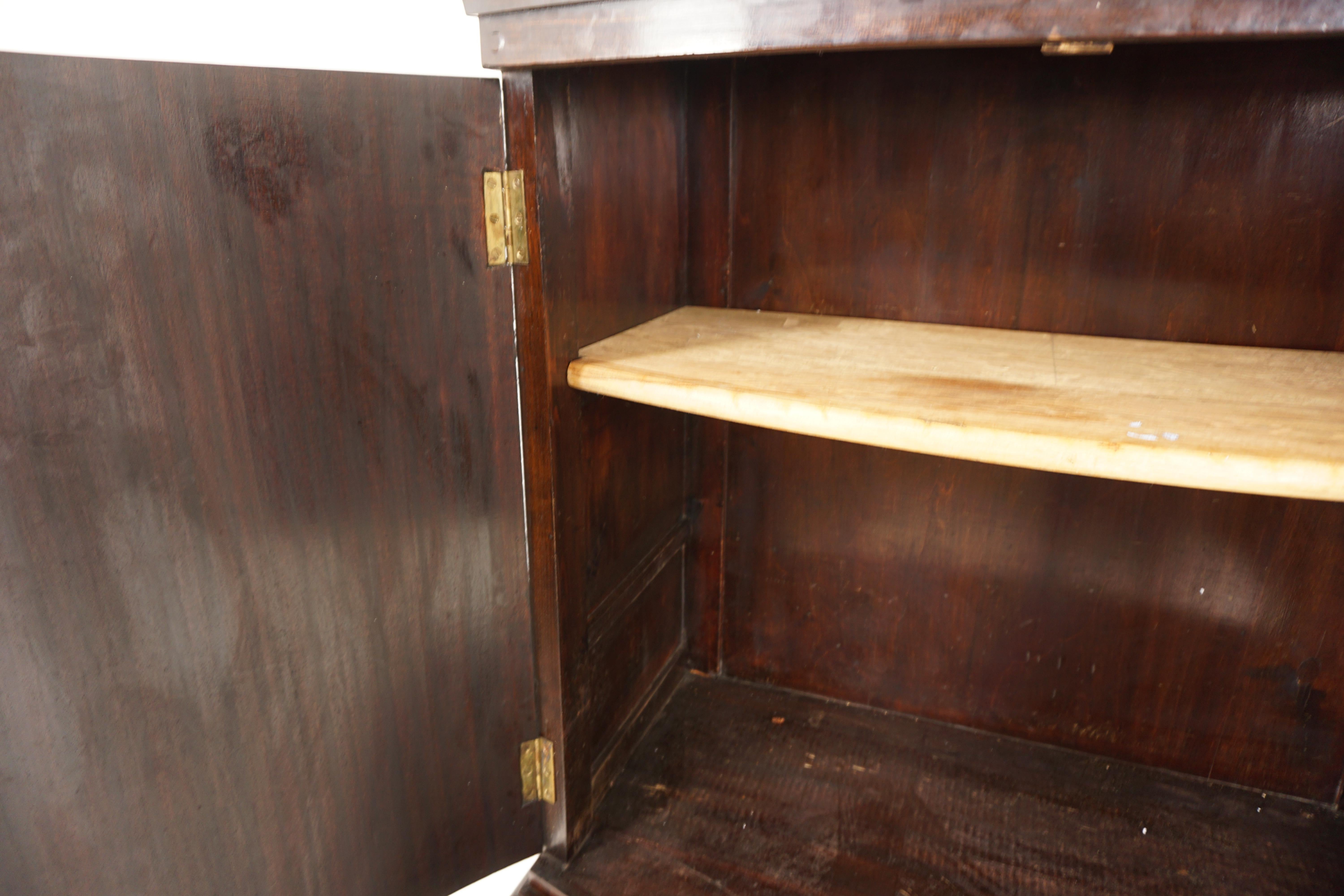 Mid-20th Century Vintage Walnut Bowfront Bachelor Chest with Cupboard Above, Scotland 1930, H181