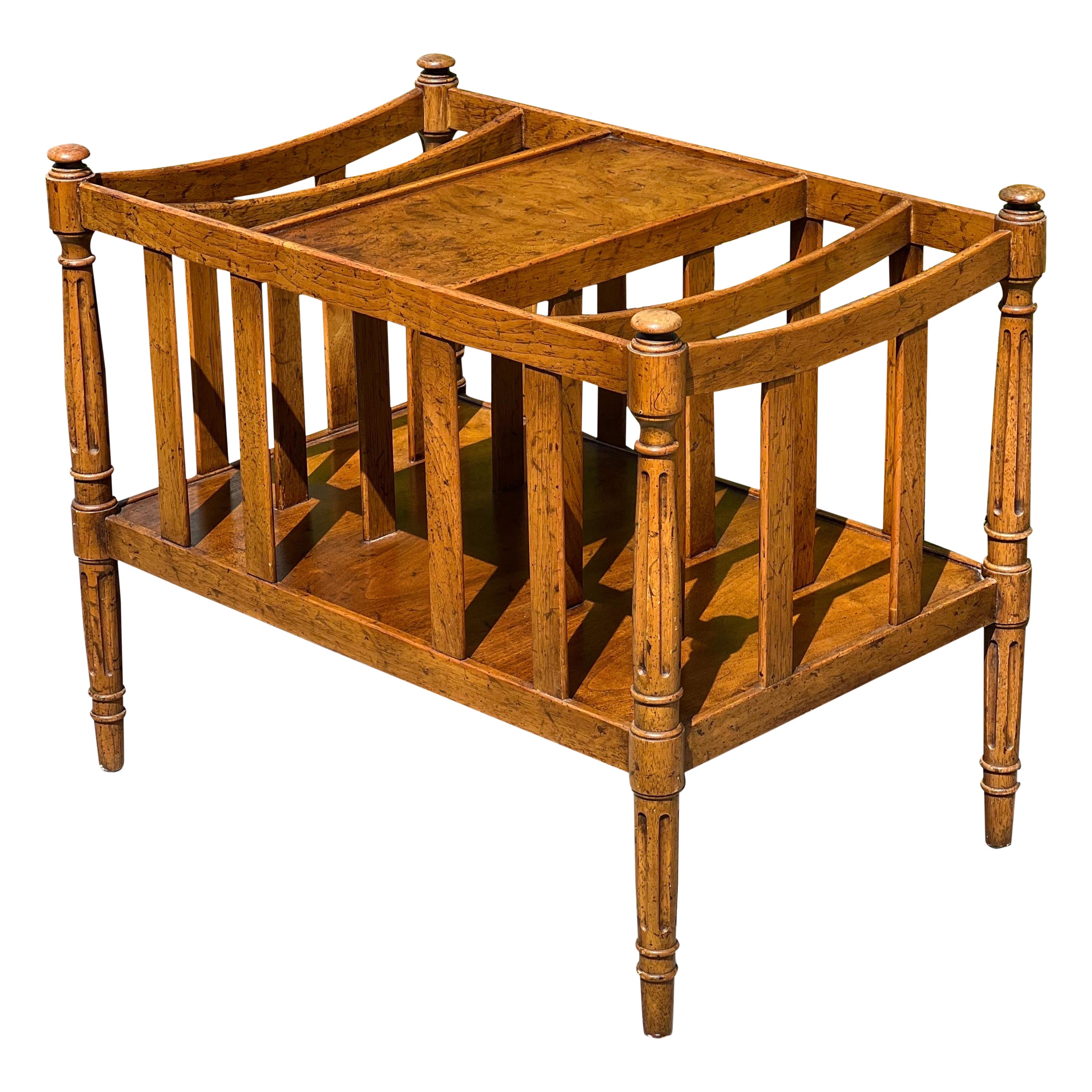 Vintage Walnut Burl English Style Canterbury Table by Heritage, 1970 For Sale