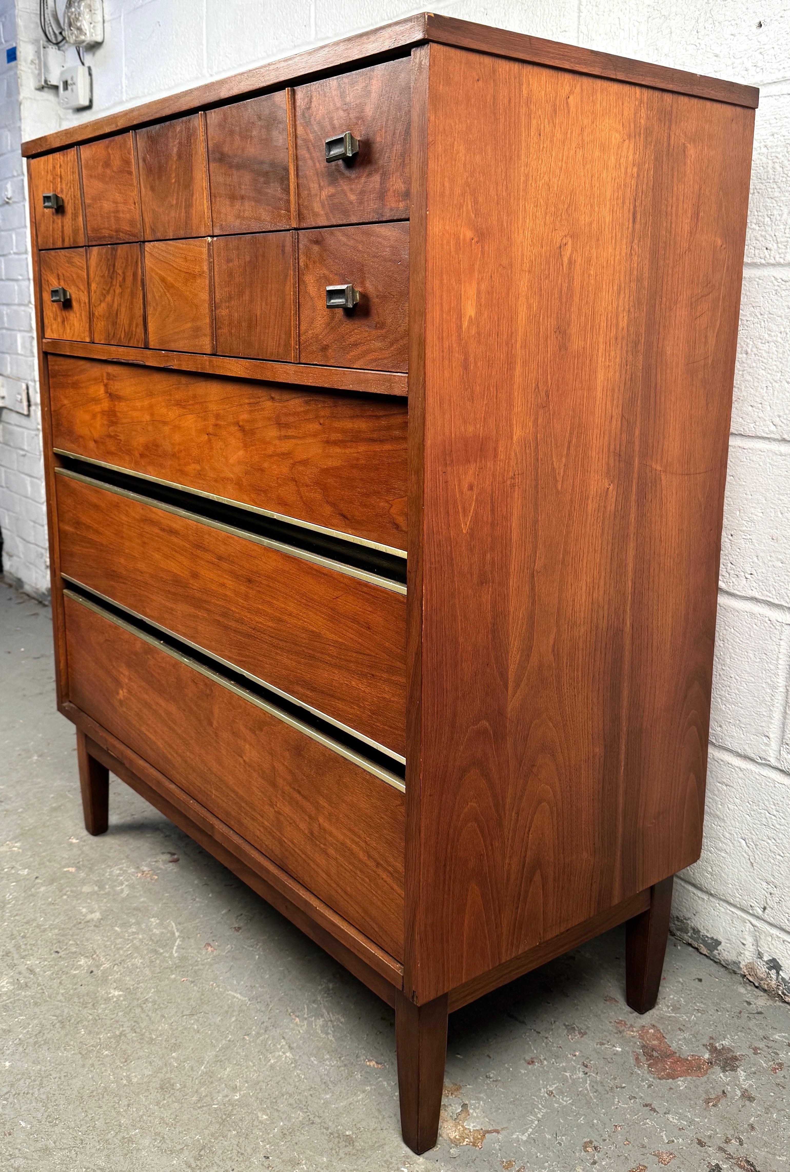 Unknown Vintage Walnut Burl Highboy Dresser For Sale