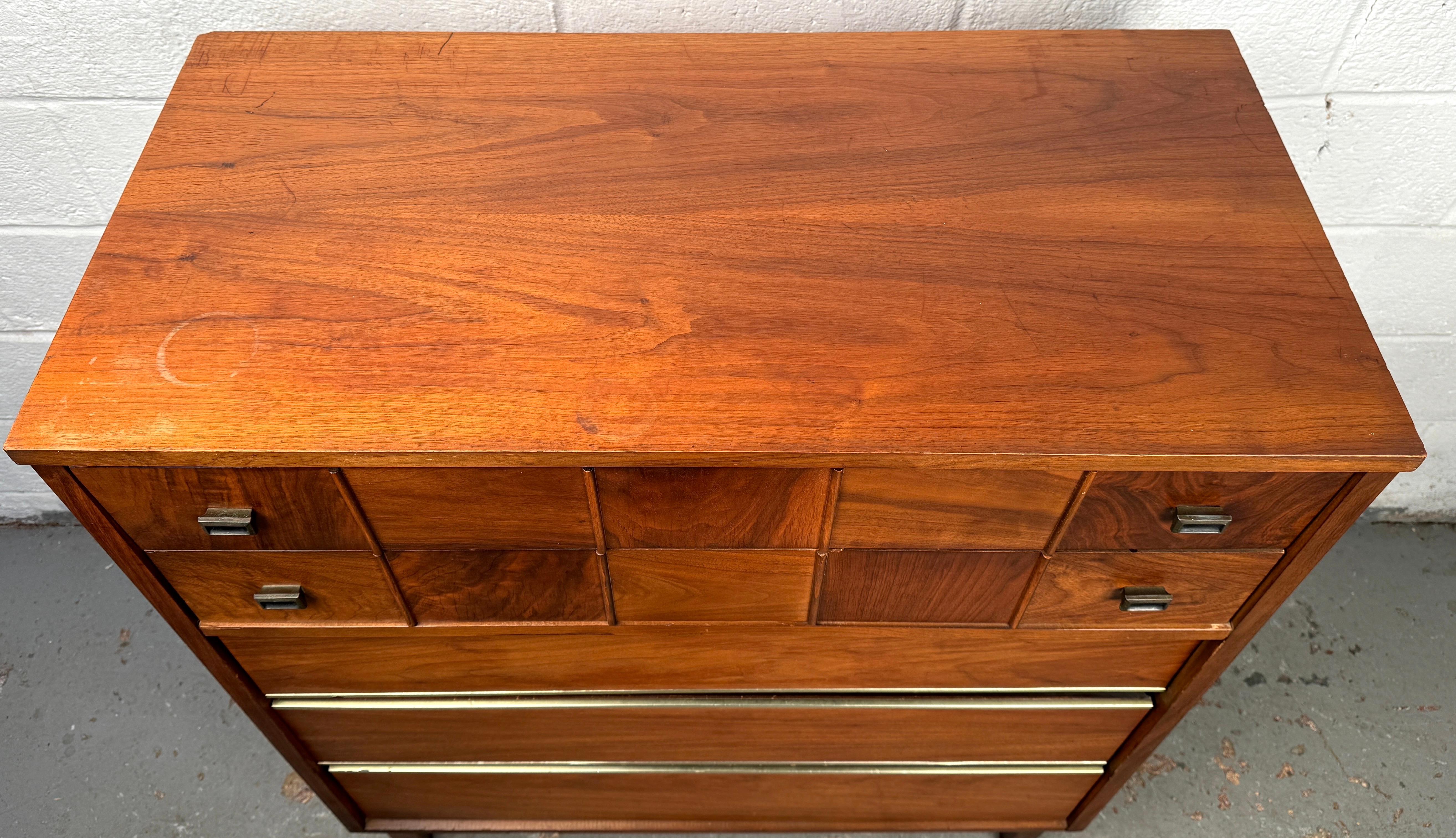 20th Century Vintage Walnut Burl Highboy Dresser For Sale
