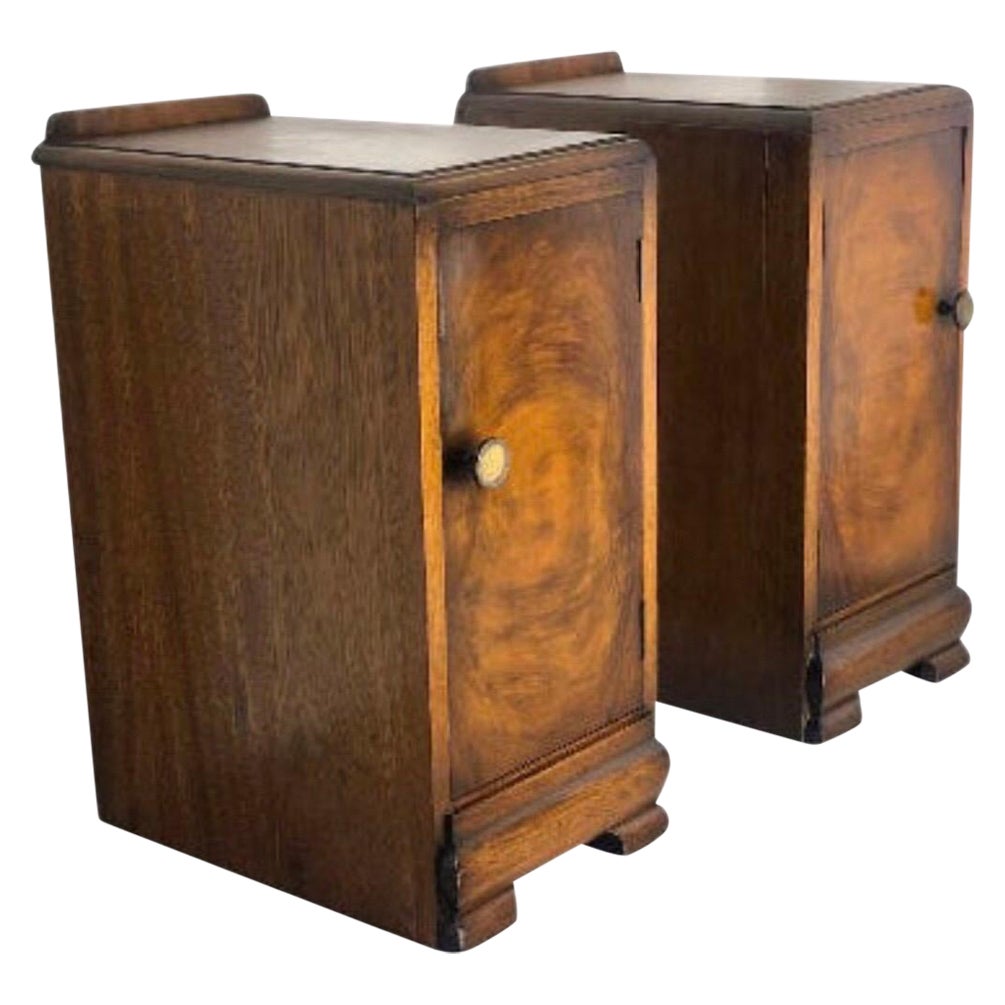 Vintage Walnut Burl Wood End Table Set