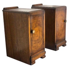 Vintage Walnut Burl Wood End Table Set