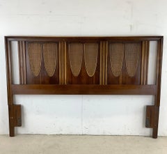 Vintage Walnut Cane Headboard - Queen/Full Size