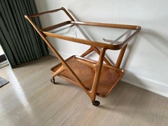 Vintage Walnut Cesare Lacca Tea Trolley Cart for Cassina
