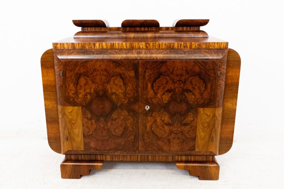 Polish Vintage walnut chest of drawers, Poland, mid-20th century. For Sale