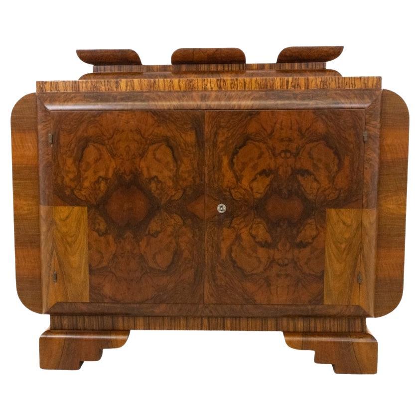 Vintage walnut chest of drawers, Poland, mid-20th century. For Sale