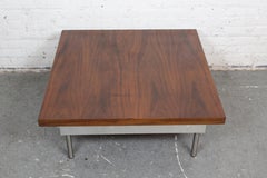 Vintage Walnut + Chrome Square Coffee Table by Maurice Villency