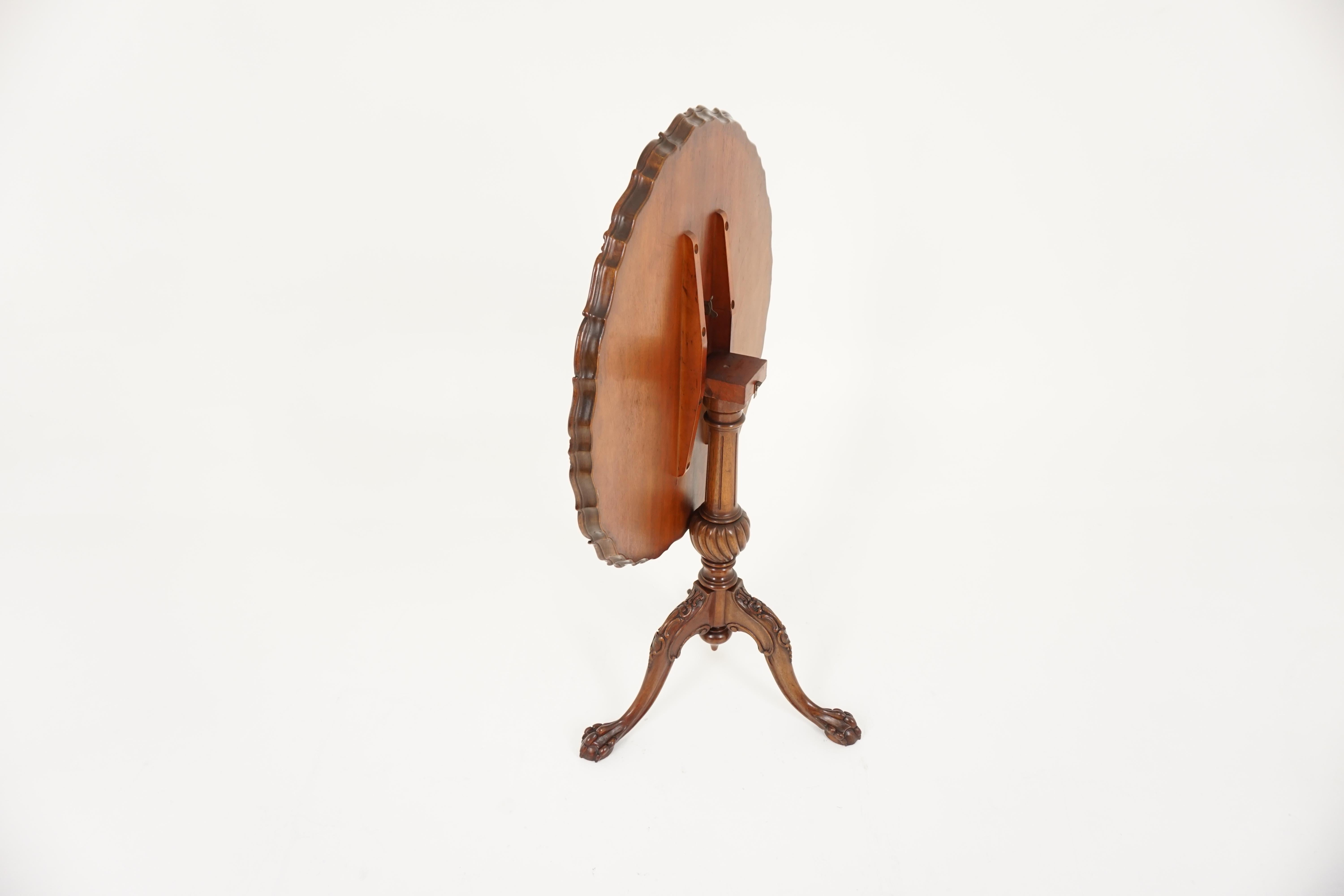 Vintage Walnut Circular Carved Tilt-Table, Scotland, 1920 2