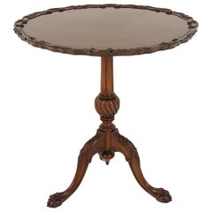Vintage Walnut Circular Carved Tilt-Table, Scotland, 1920