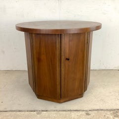 Vintage Walnut Circular End Table