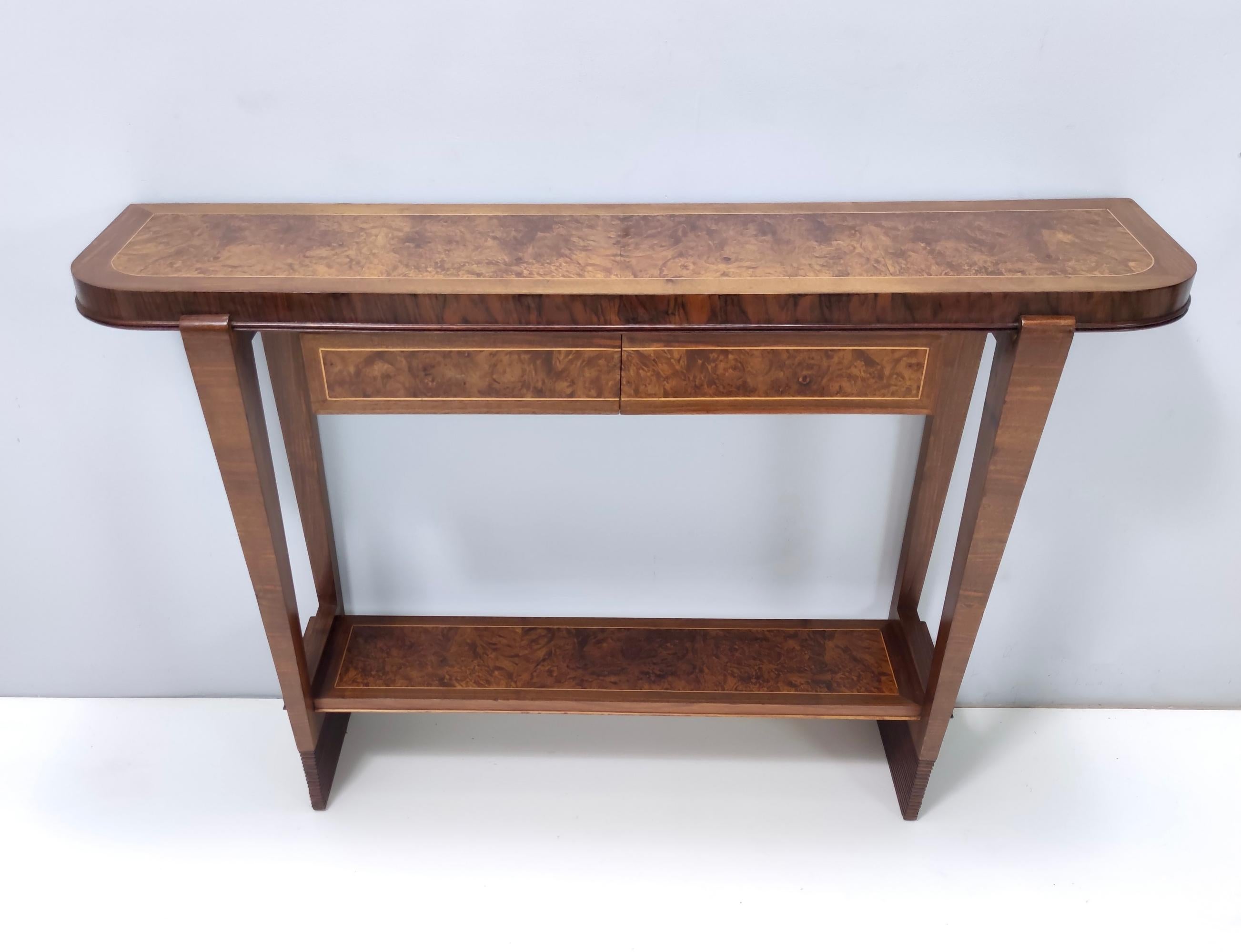 Italian Vintage Walnut Console Table Ascribable to Paolo Buffa with Two Drawers, Italy For Sale