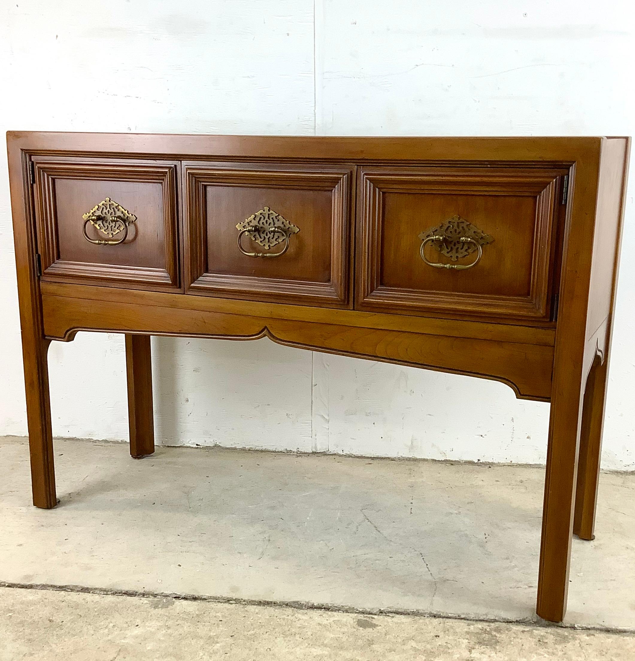 Unknown Vintage Walnut Console Table Cabinet