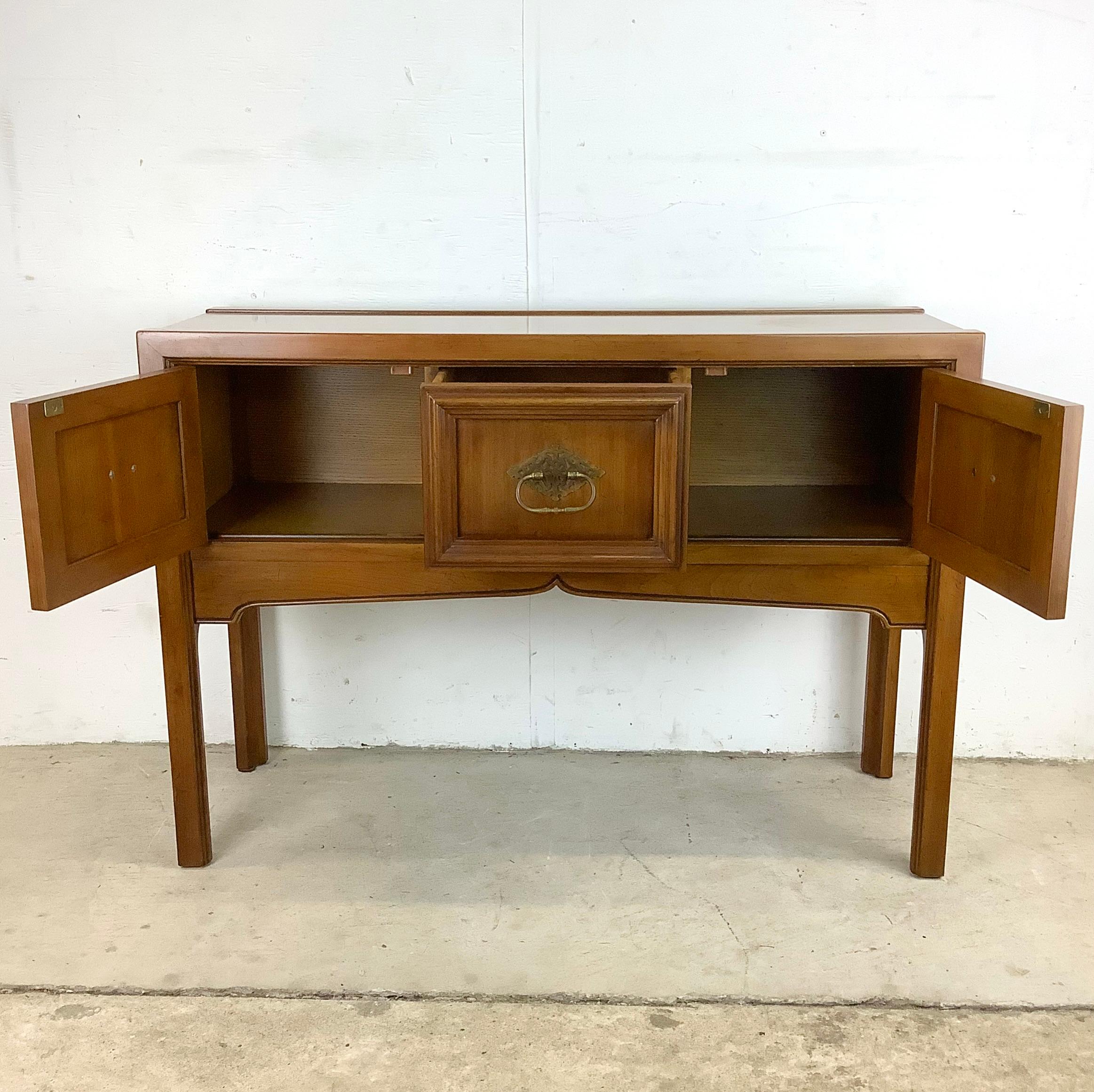 Metal Vintage Walnut Console Table Cabinet