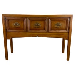Vintage Walnut Console Table Cabinet
