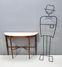 Vintage Walnut Console with a Portuguese Pink Marble Top, Italy