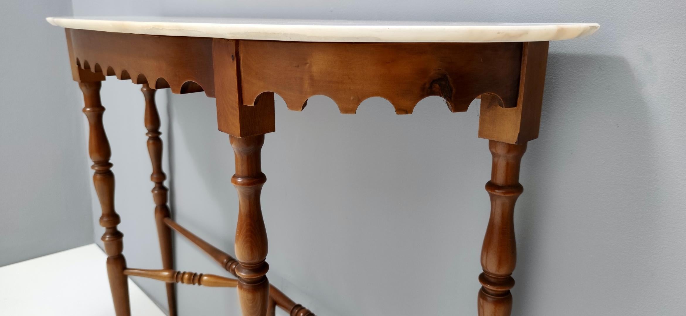 Vintage Walnut Console with a Portuguese Pink Marble Top, Italy 3