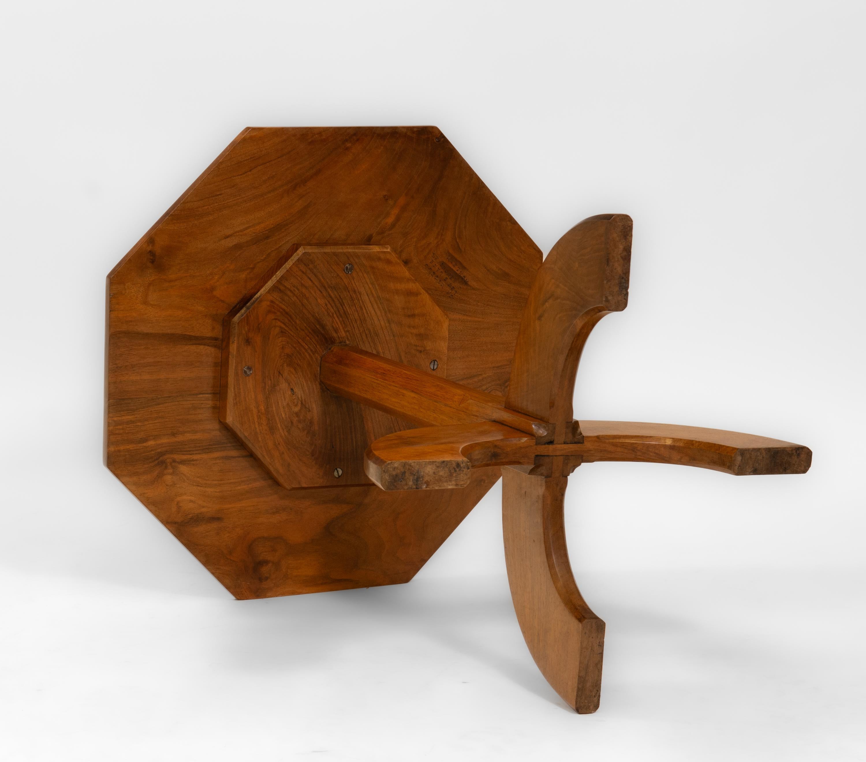 Vintage Walnut Cotswold School Manner Signed Octagonal Side Table  For Sale 2