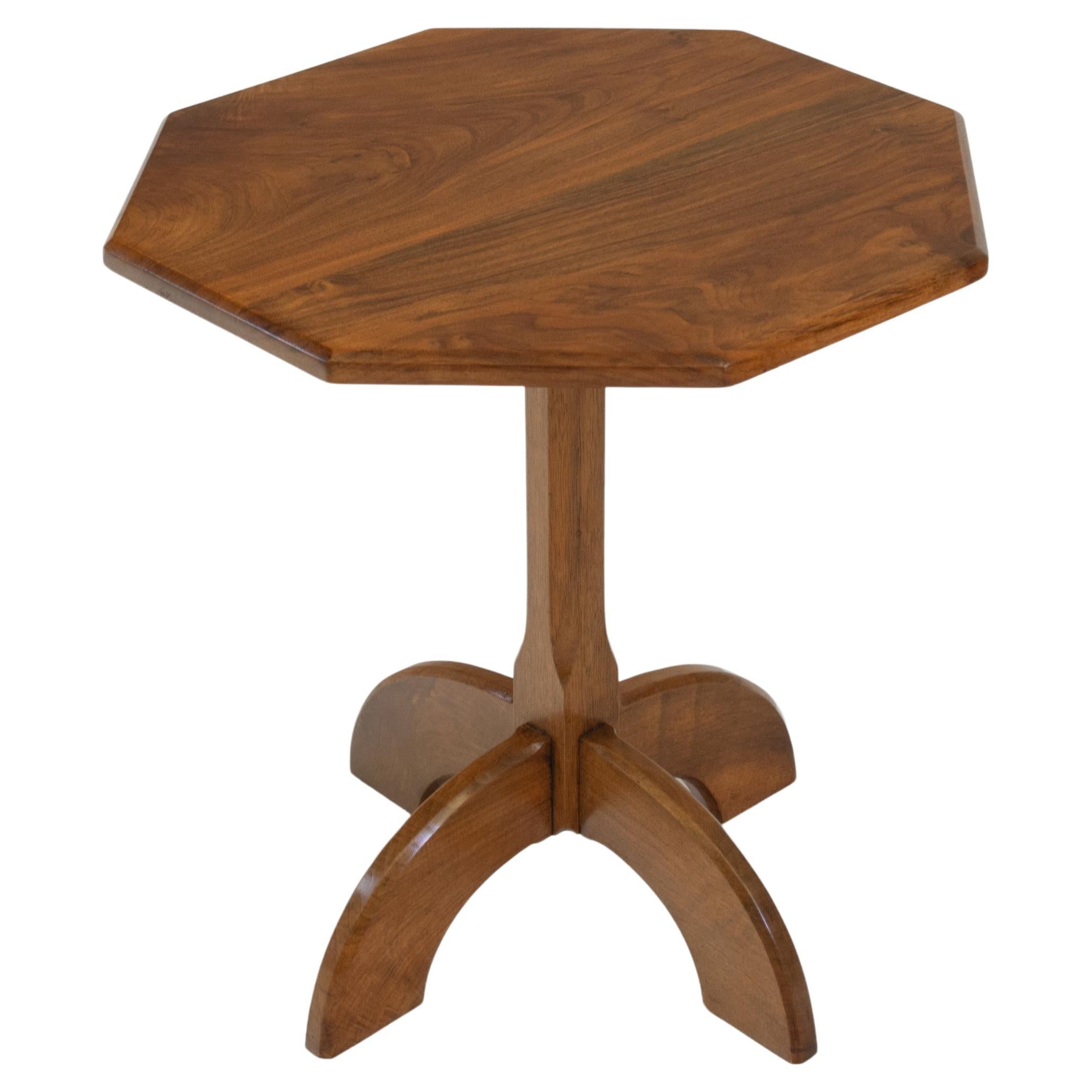 Vintage Walnut Cotswold School Manner Signed Octagonal Side Table  For Sale