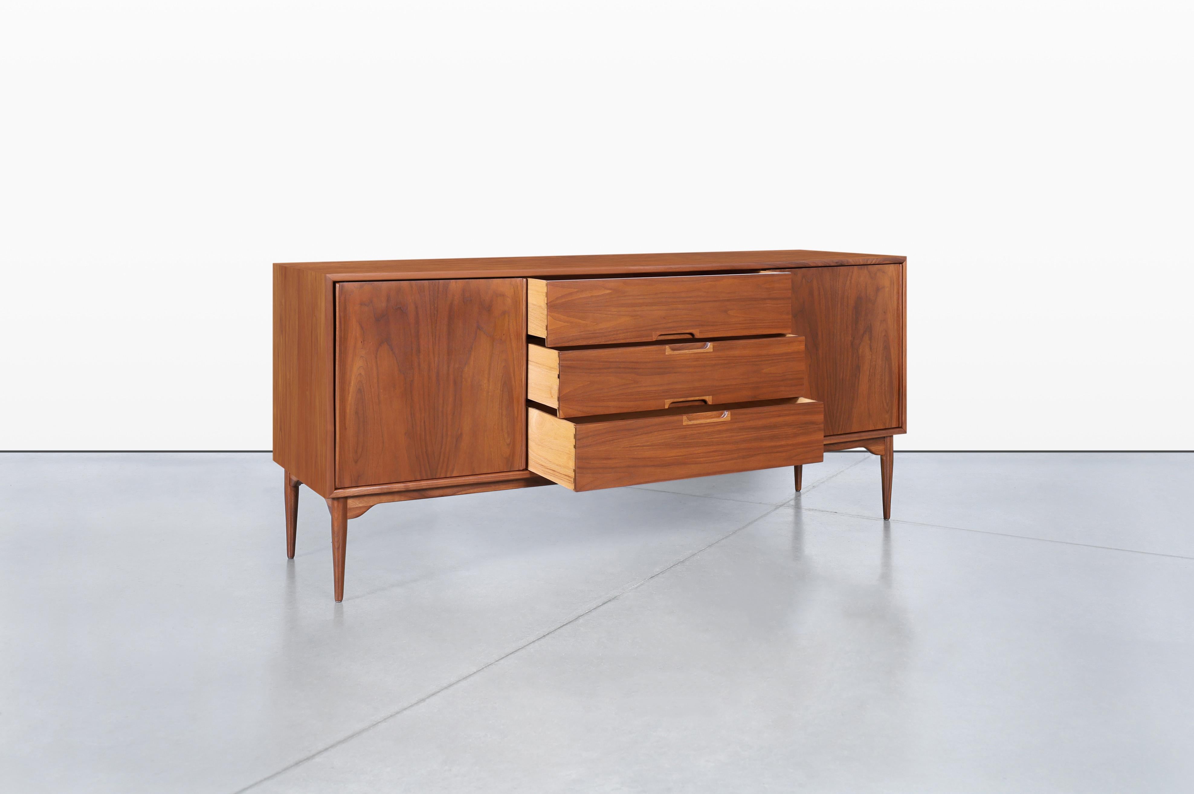 American Vintage Walnut Credenza by John Keal for Brown Saltman For Sale